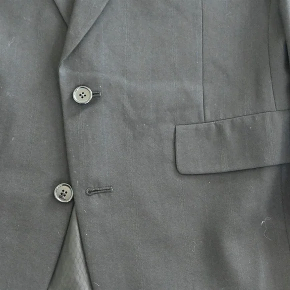 Hart Schaffner Marx 39R 40R 32x30 Black Stripe 100% Wool Mens Jacket Pants Suit